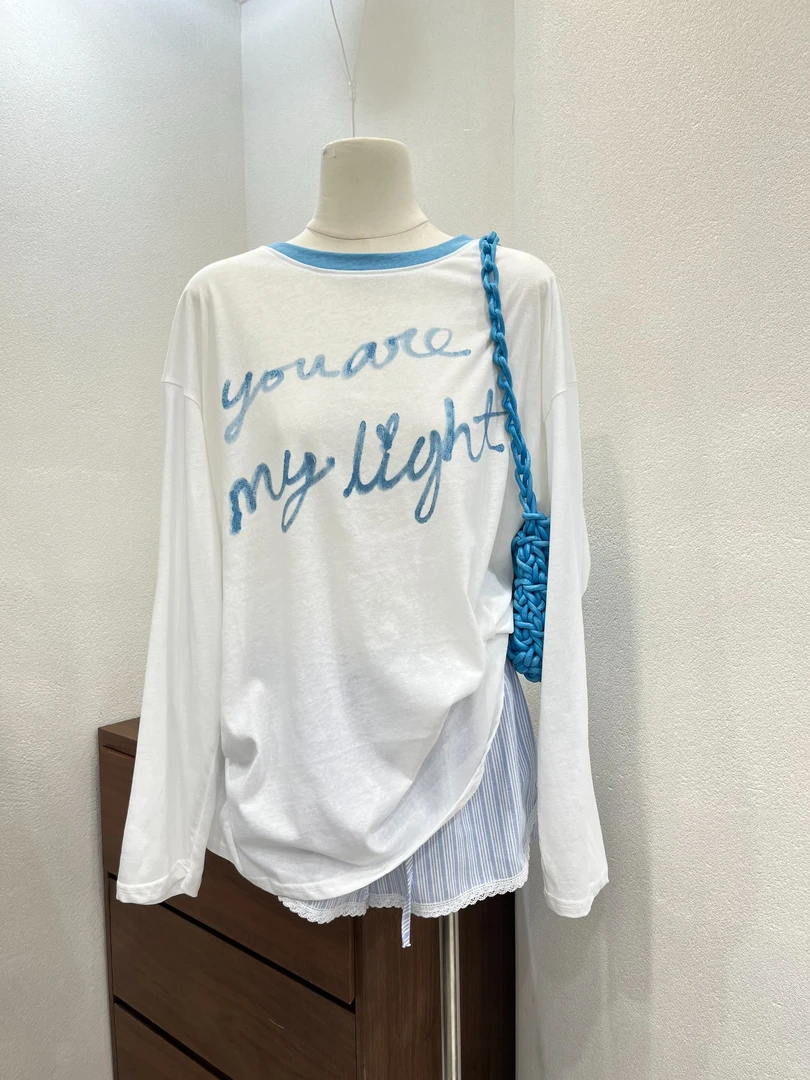 温柔瑶-Eleven#简约百搭圆领休闲字母上衣#1692