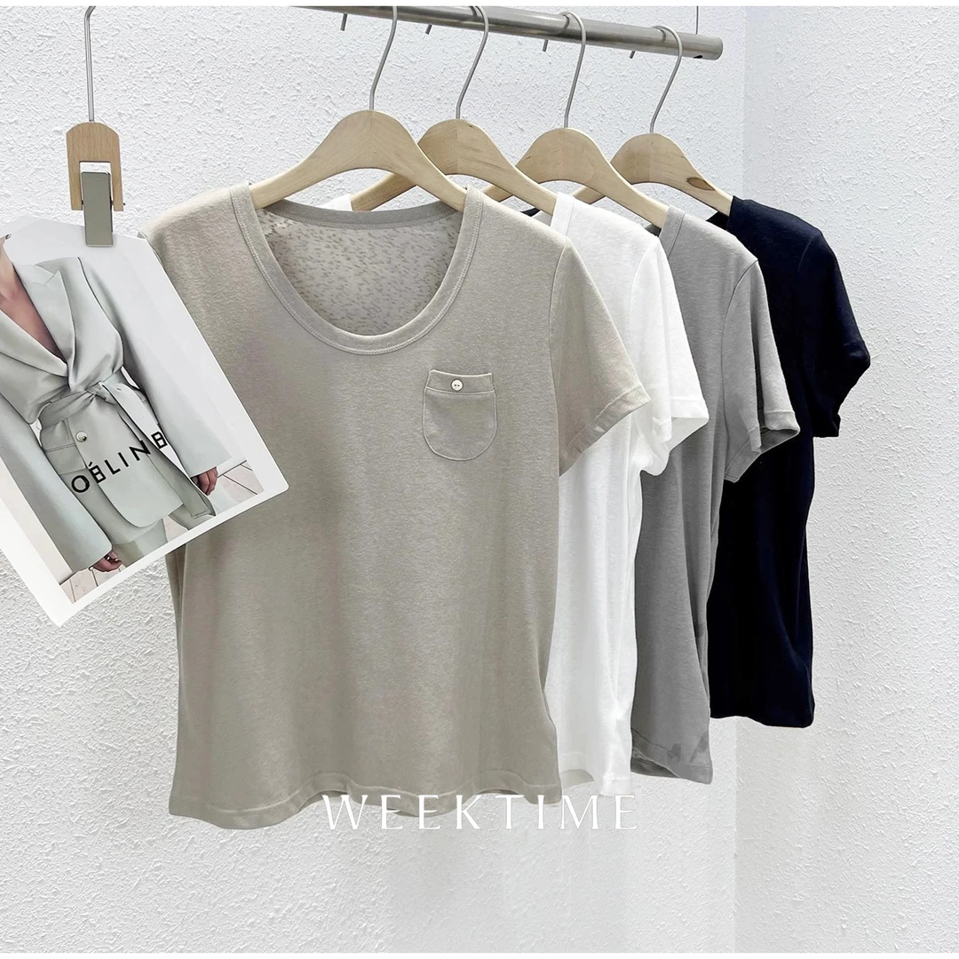 【百搭T】夏季短袖修身显瘦天然纤维百搭T恤