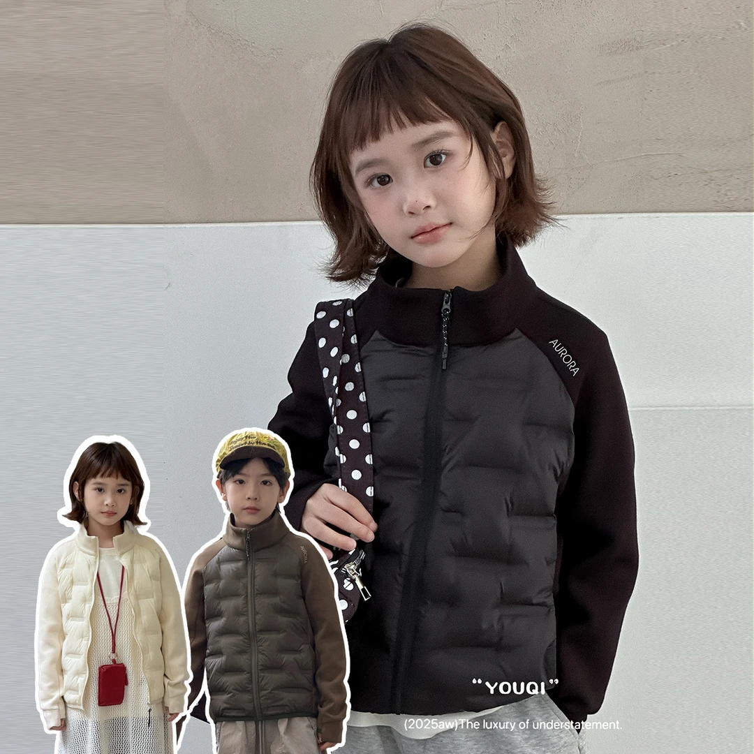 【呦奇】2025款连帽宽松加厚童装白鸭绒儿童羽绒服内胆U226113