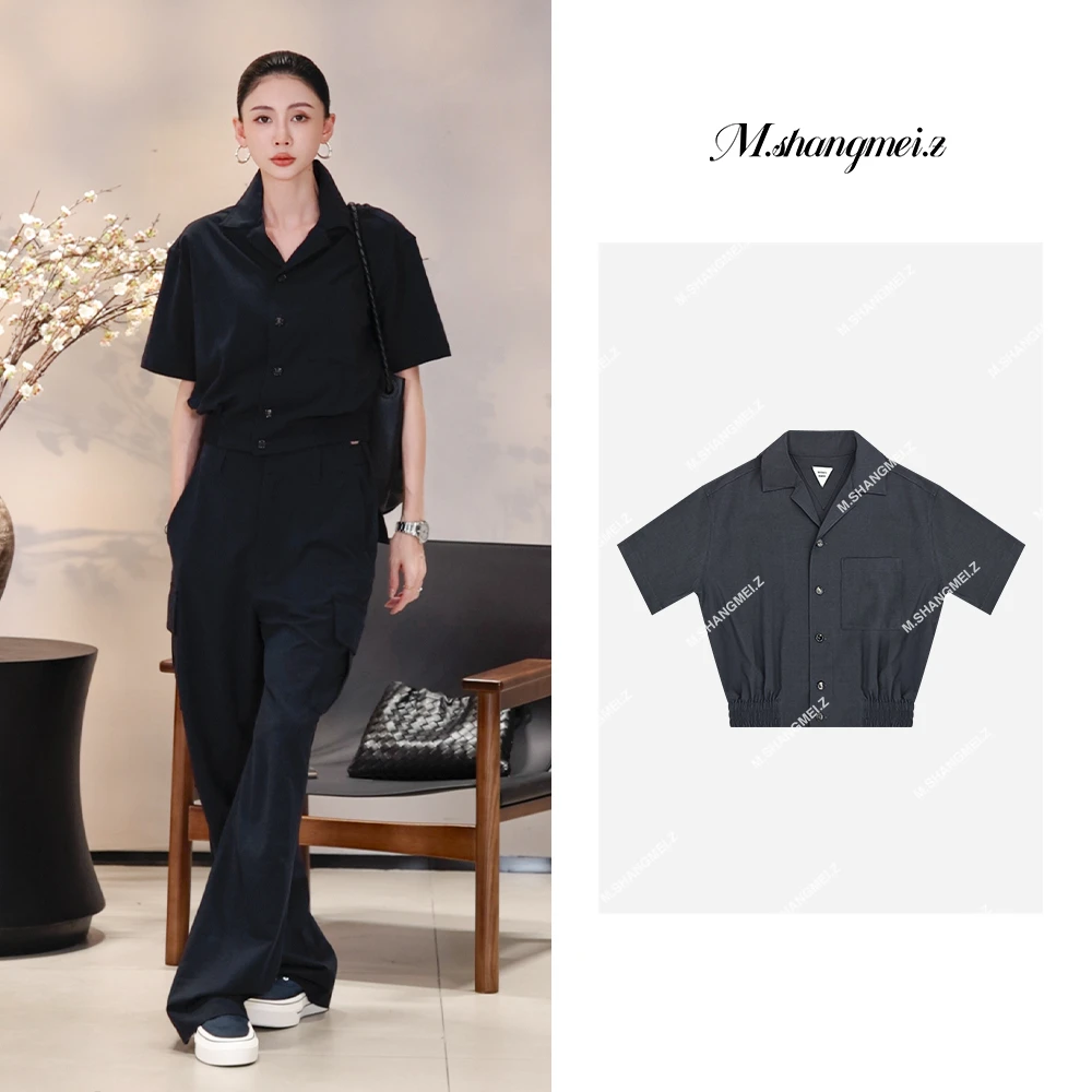 M.SHANGMEI.Z/沐熙【老钱套装】美大哥百搭小众翻领上衣X0573685