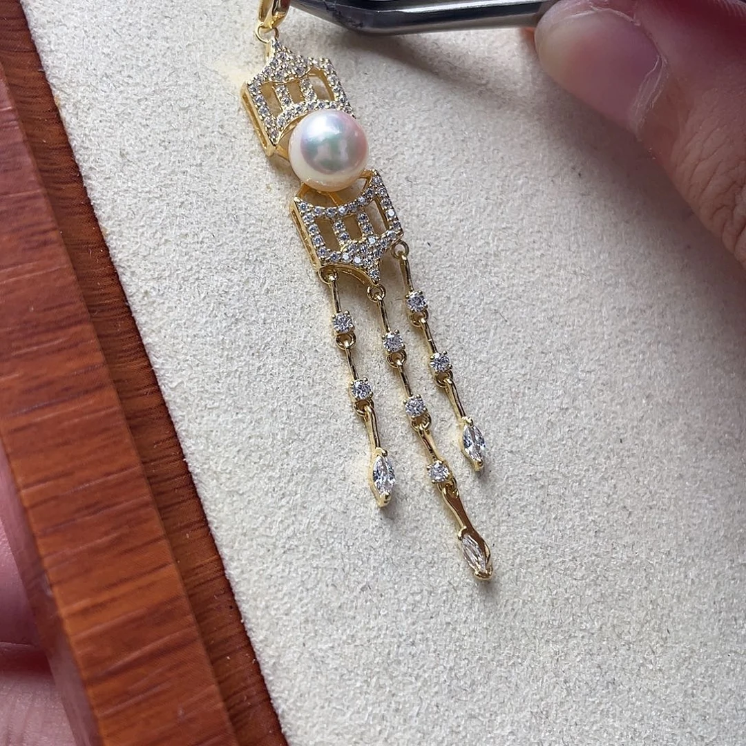 银S925镶嵌海水珍珠吊坠(不含链)