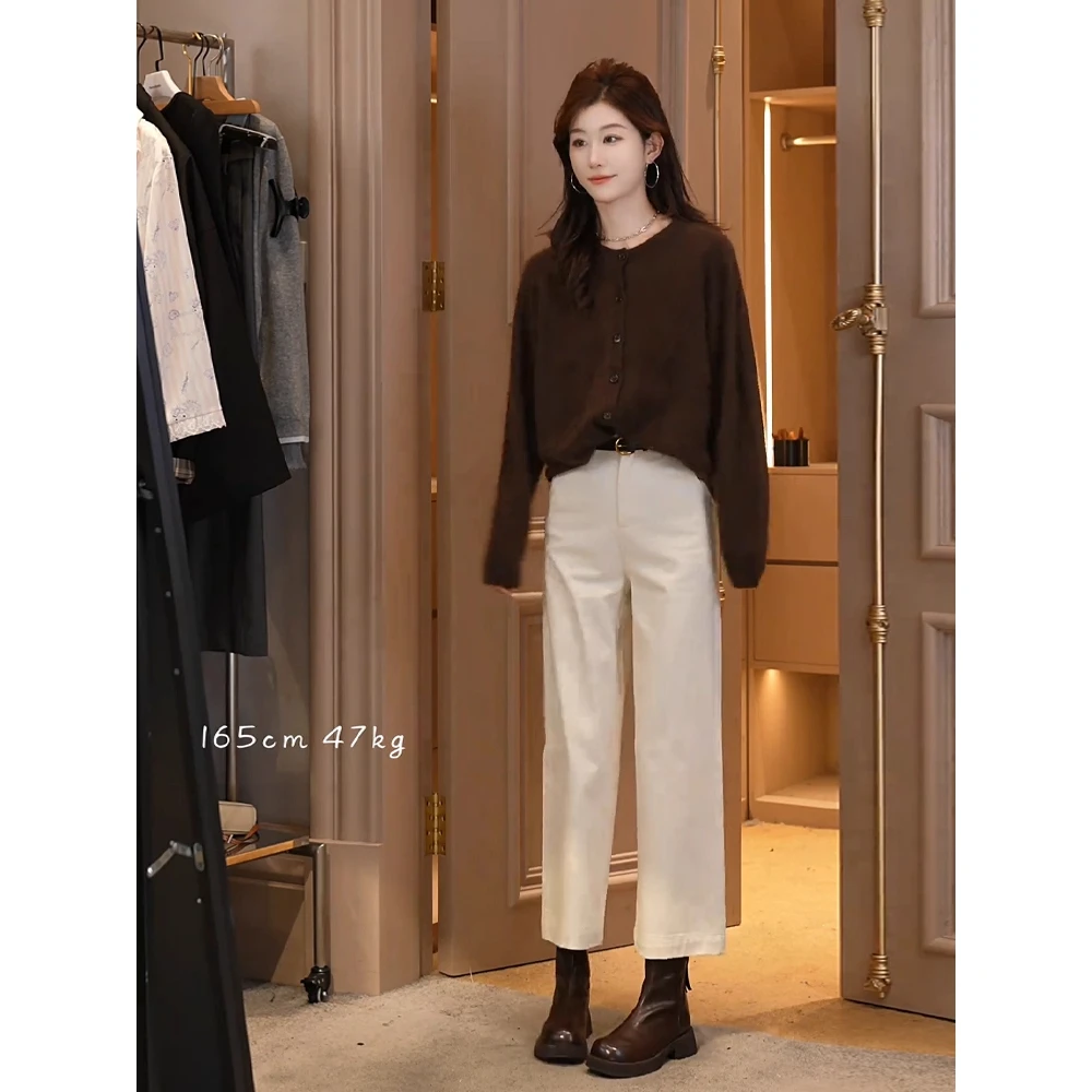 2025新款韩版大方得体一整套女慵懒风美拉德咖色针织衫两件套秋季