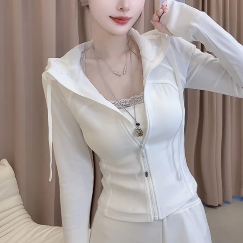 休闲卫衣外套修身显瘦长袖T恤女2025年秋季新款拉链连帽帽衫上衣