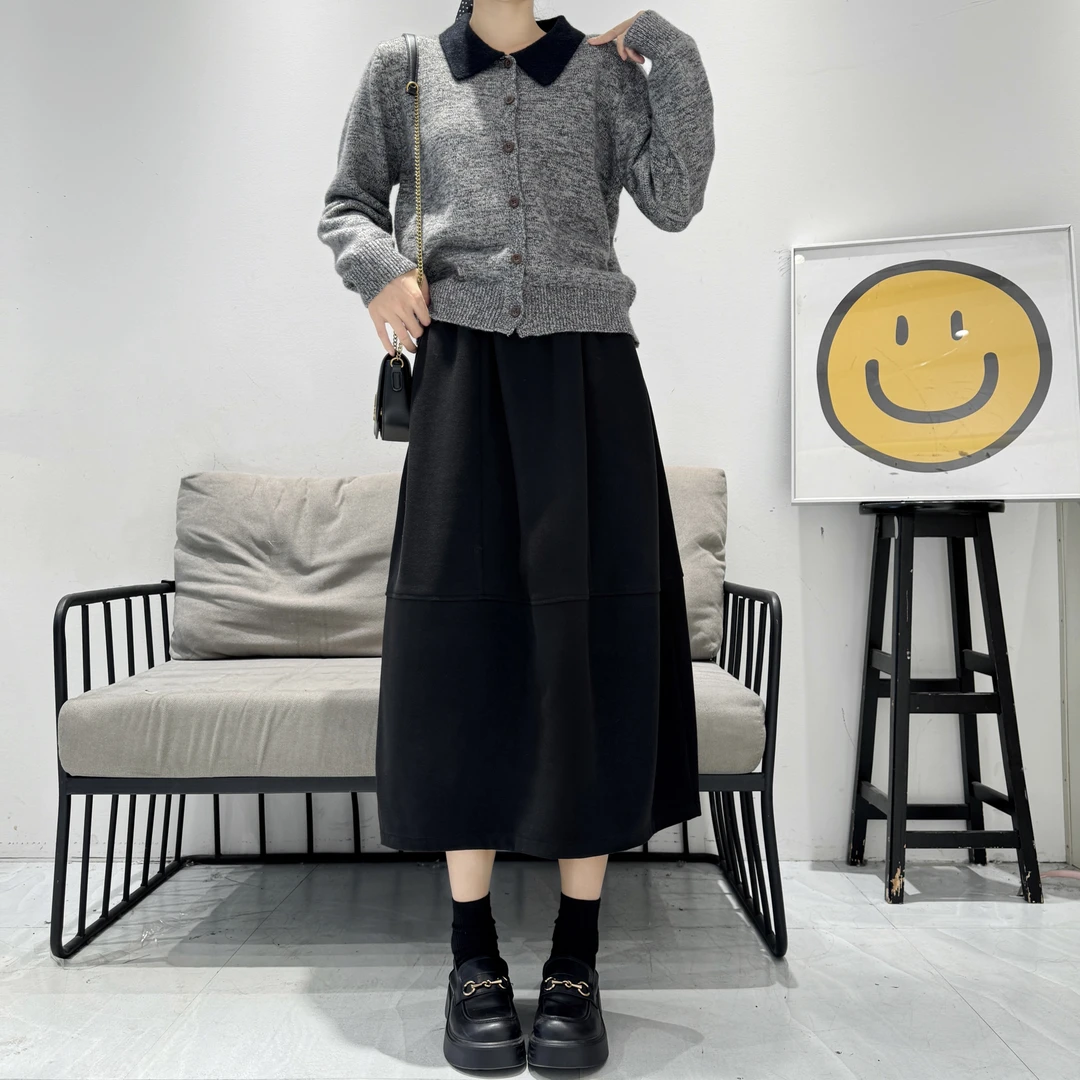 【大美丽定制】2025冬季新品 赫本风毛呢花苞裙 设计感显瘦半身裙