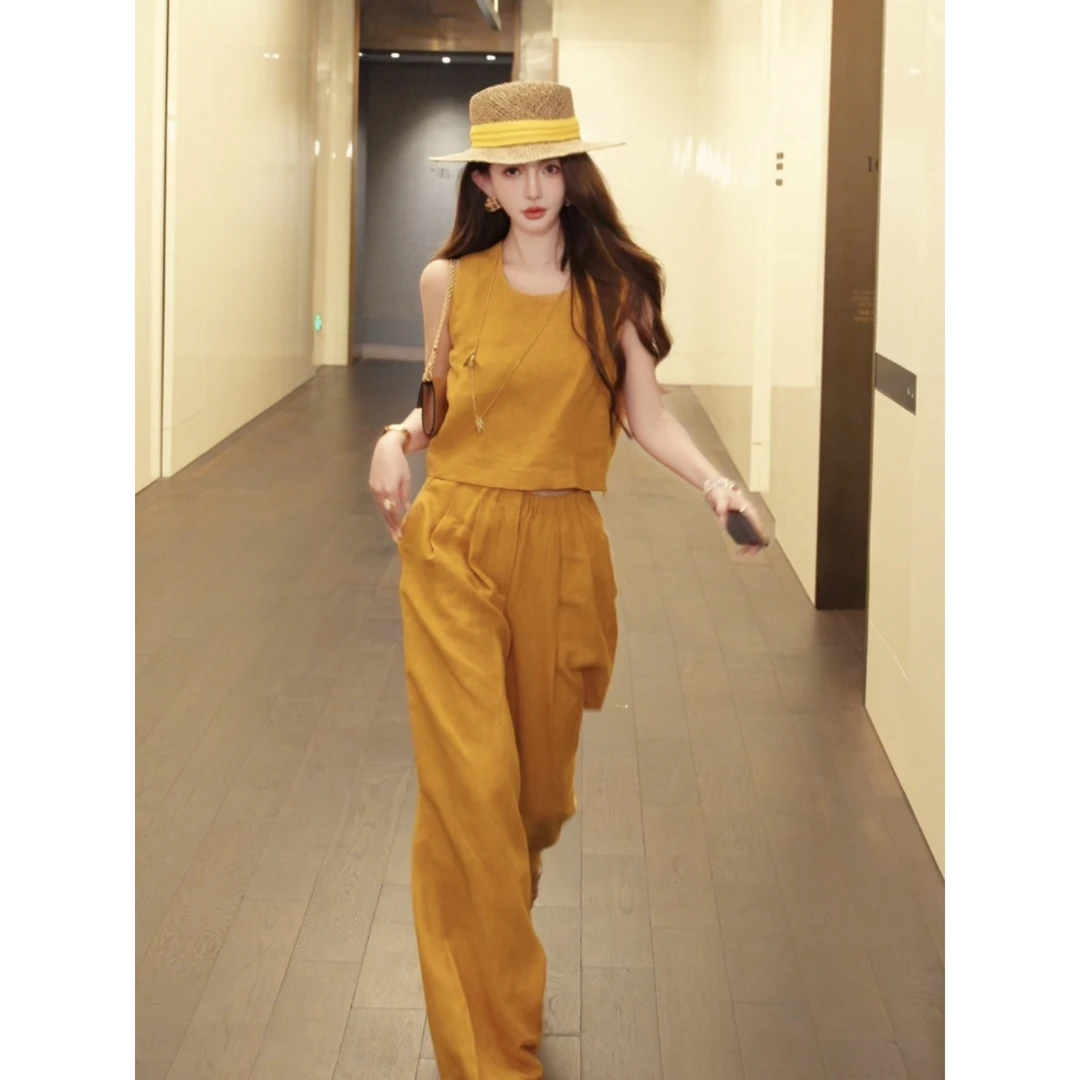 GUIDI GUDI【精绝古城】黄加蓝两件套马甲+休闲裤套装