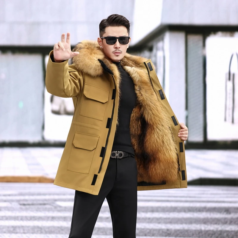 新款加厚冬季连帽男女同款派克服中长款可脱卸内胆加绒冲锋衣外套