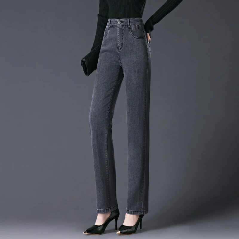 通勤王四面弹牛仔利落显瘦小直筒牛仔裤女2025秋季休闲宽松长裤子