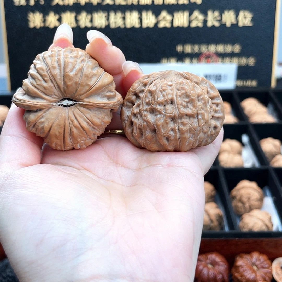 把件文玩核桃46南瓜全品近圆凹底大正肩肉纹46S1