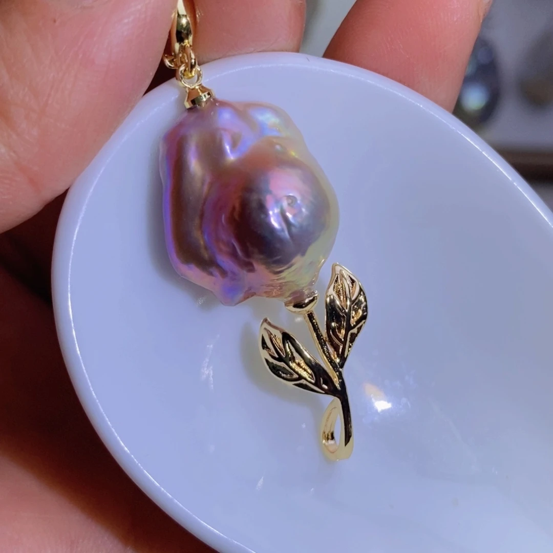 银S925镶嵌天然淡水珍珠淡水珍珠