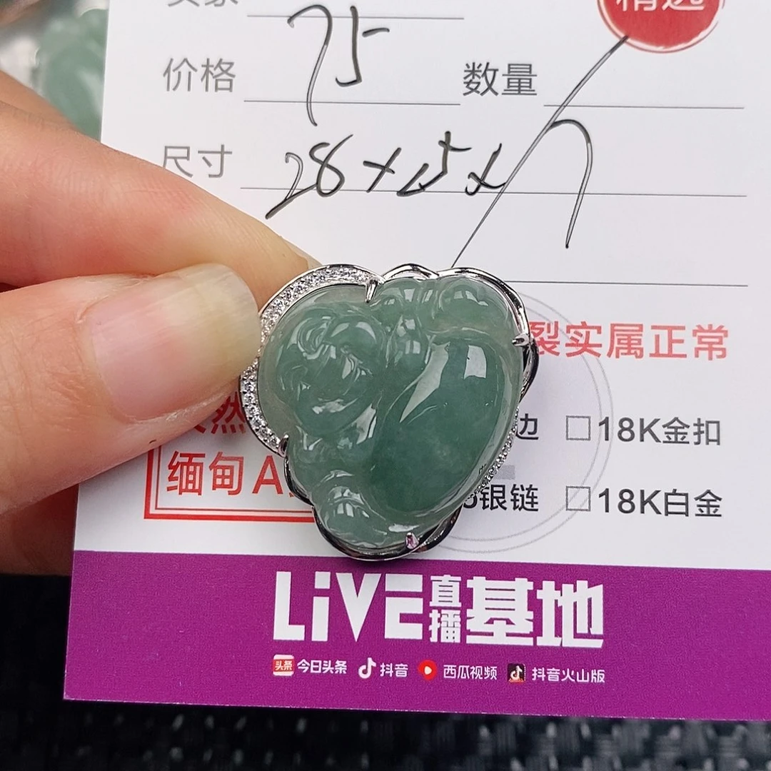 颈饰银S925镶嵌翡翠