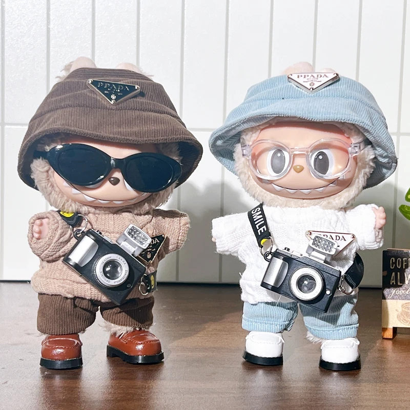 17cm拉布布心动搪胶毛绒公仔挂件衣服背带裤套装着替娃衣鞋