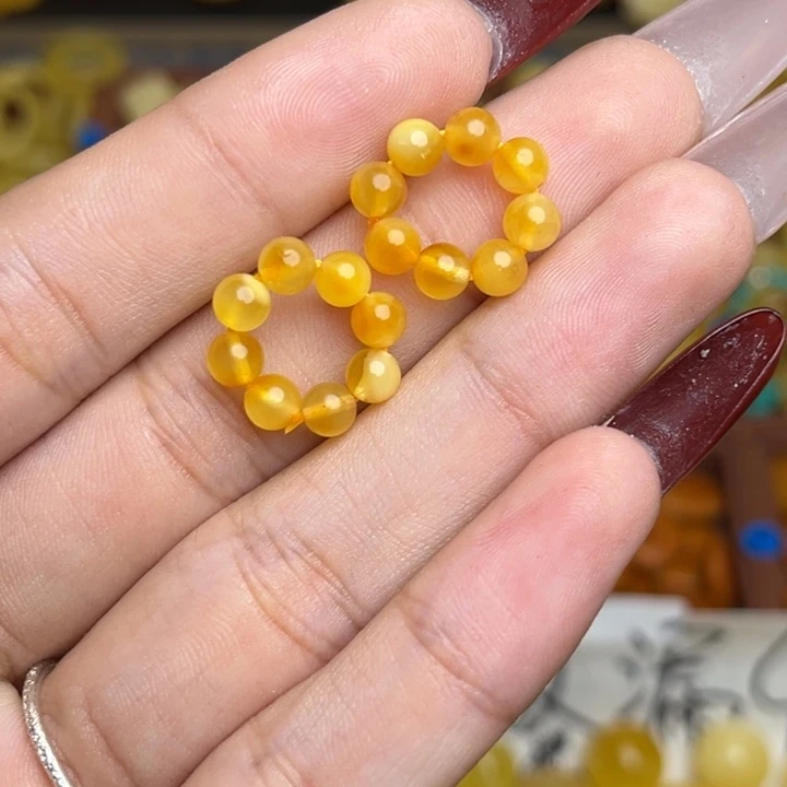 蜜蜡未镶嵌珠宝奇石鸡油黄满蜡妖花跑环一个