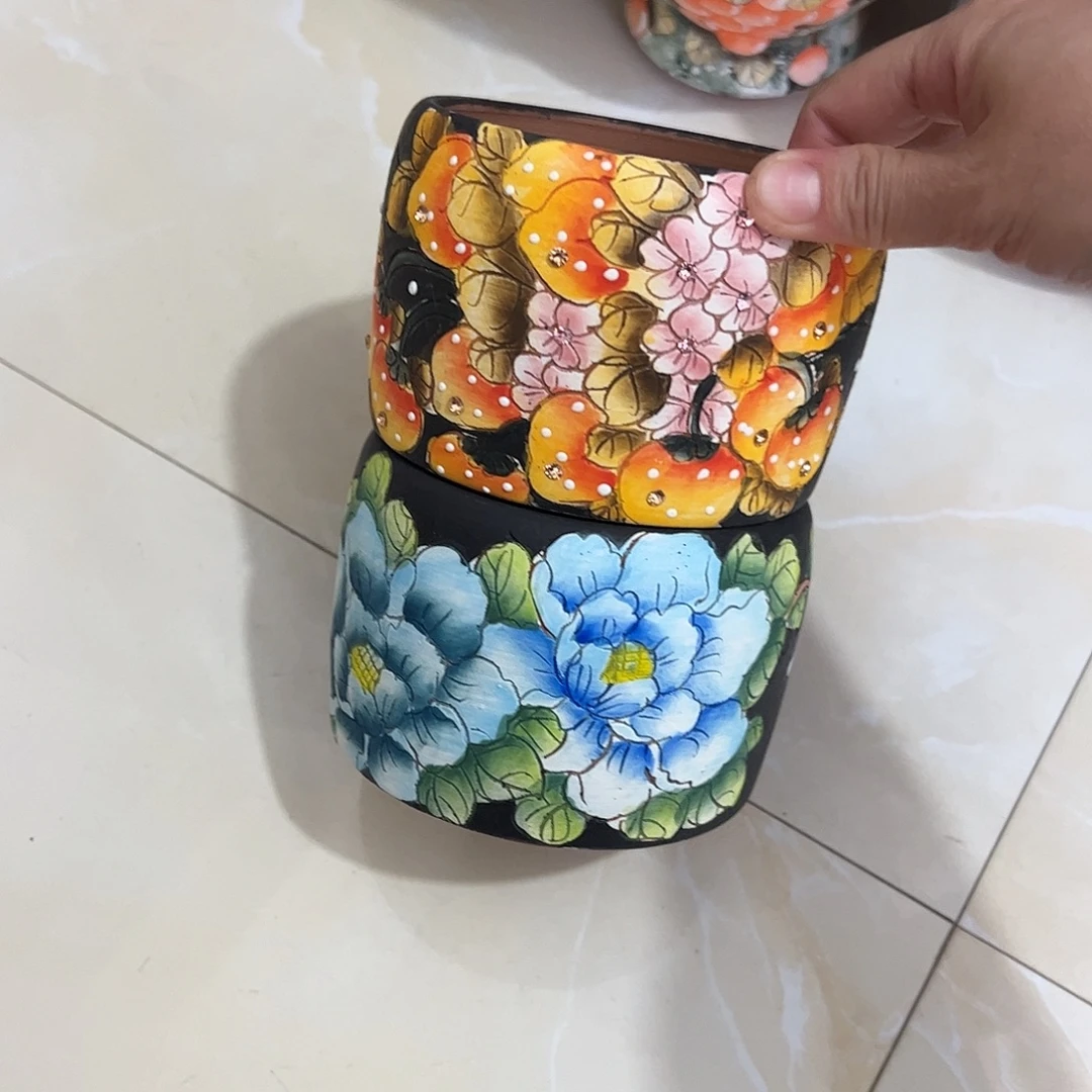 景德镇炫彩手绘口10.5高9.5