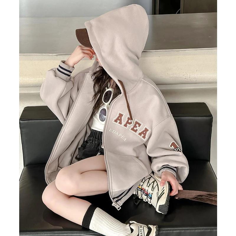 【酷哒仔】女童时尚连帽外套2025春秋新款中大童韩版学院风休闲上衣