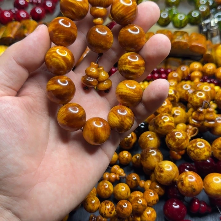 松木琥珀木文玩手串