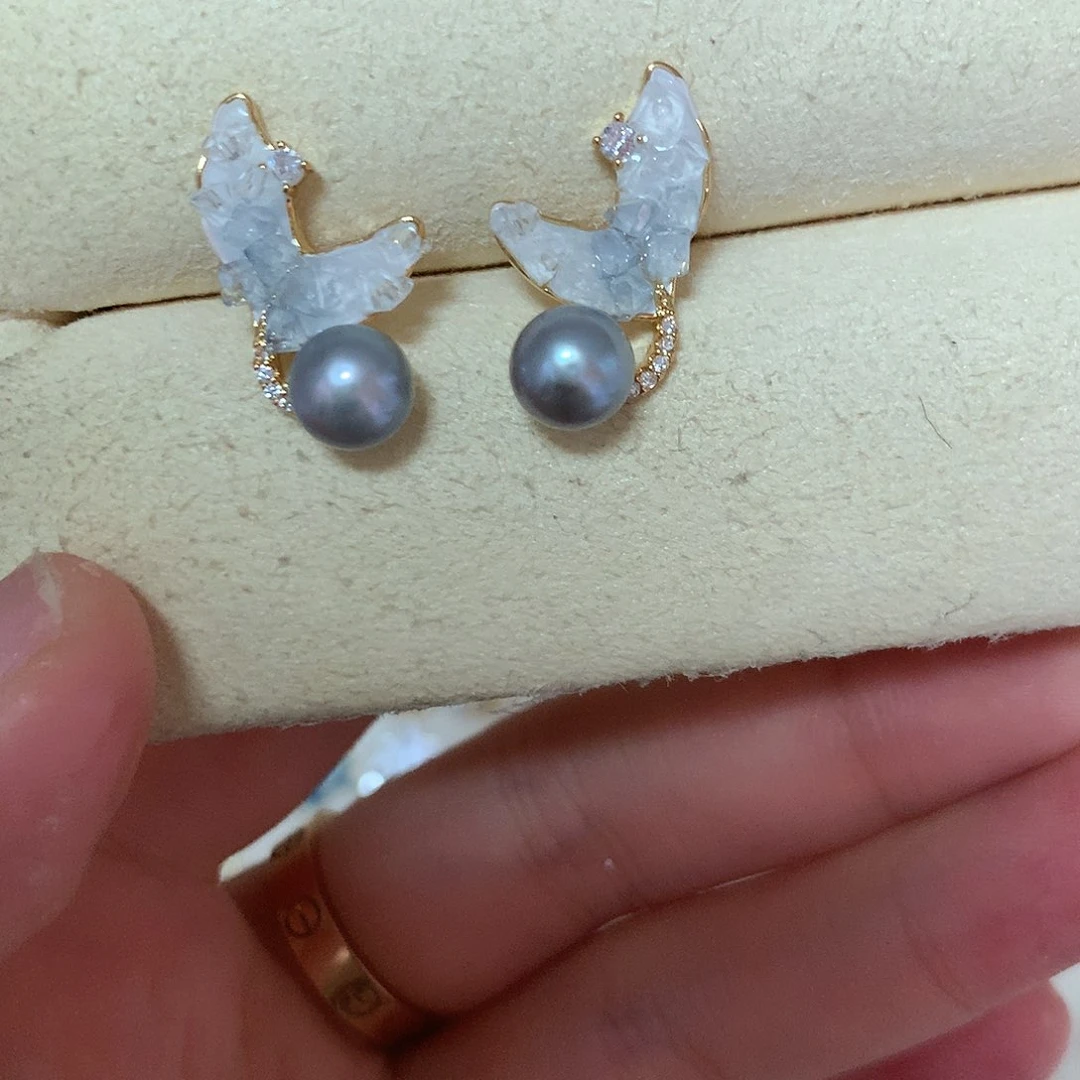 淡水珍珠耳饰合金