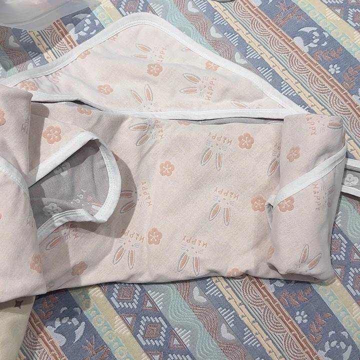 雅赞桃花兔枕巾儿童