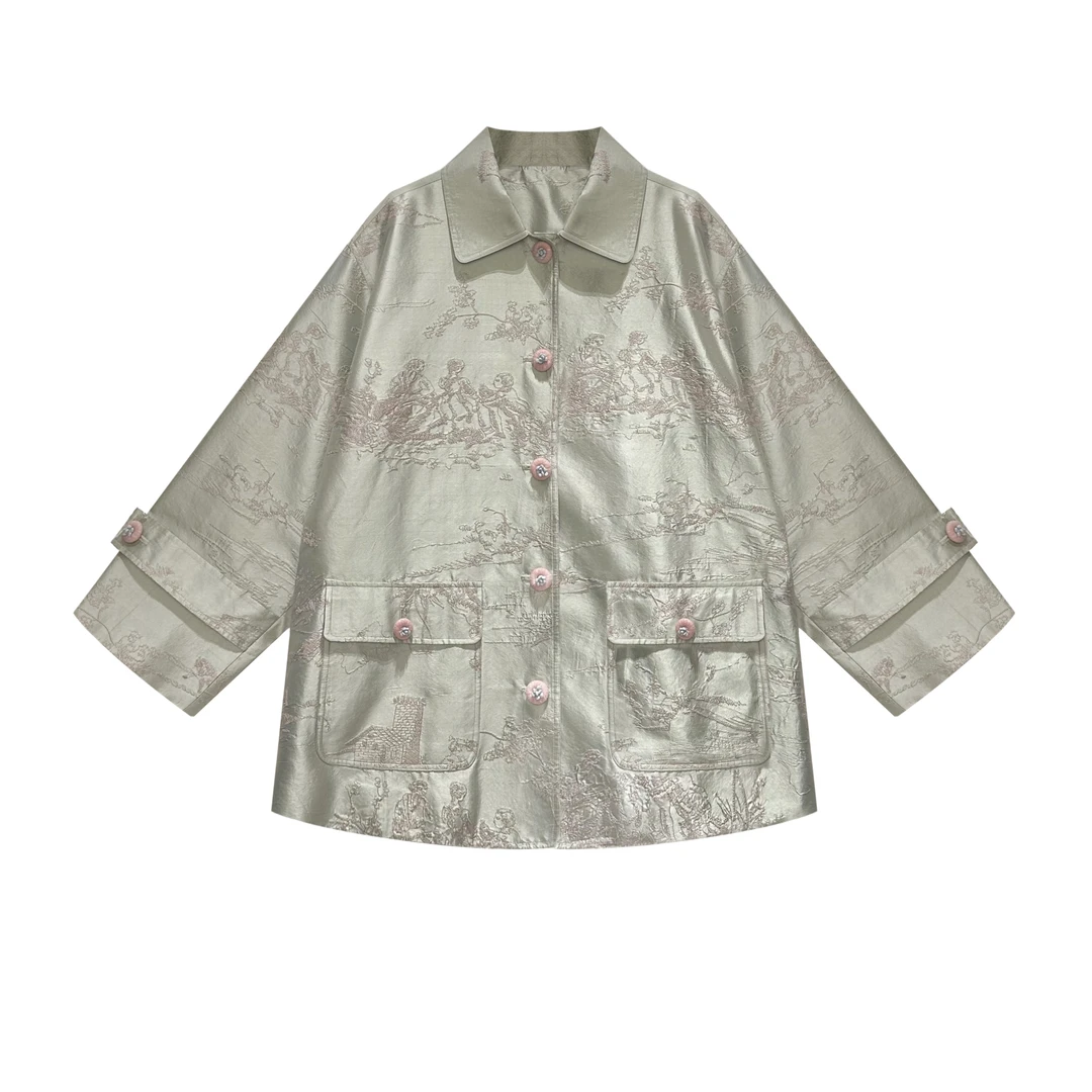 春季新款新中式刺绣西装外套
