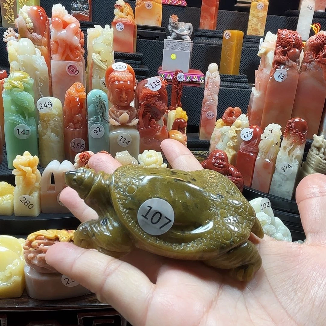 寿山石印石甲鱼摆件