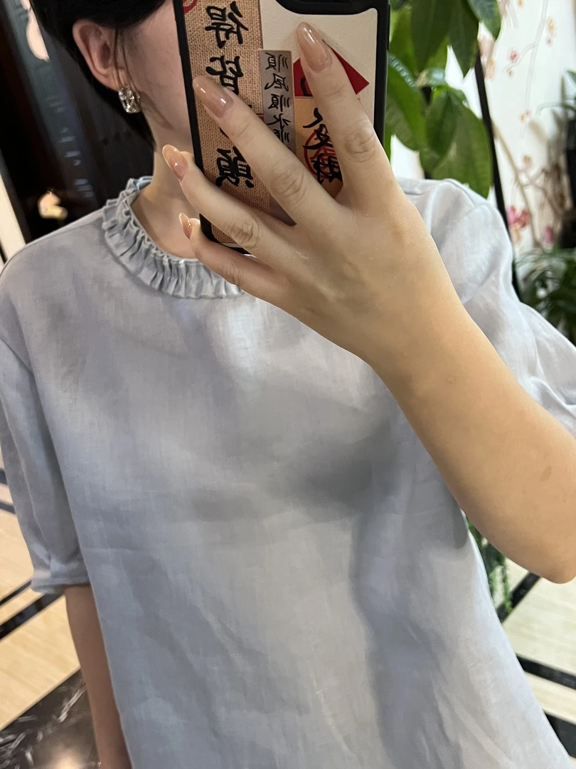 【安姬迩·自制】YM-0089 韩版花边领松弛感衬衫气质优雅洋气上衣