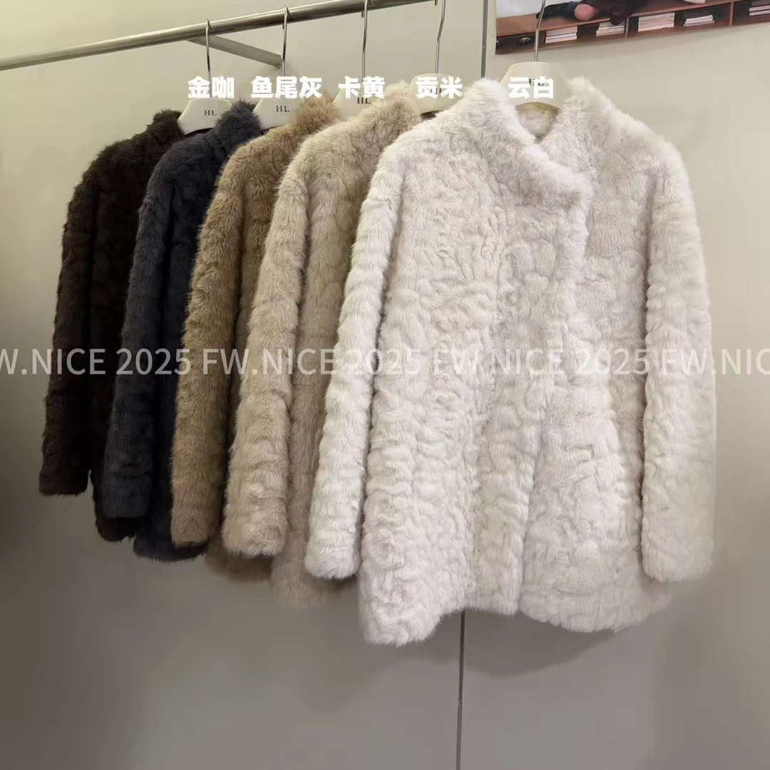 小胡羊立领皮毛一体外套冬季新款保暖环保毛外套510