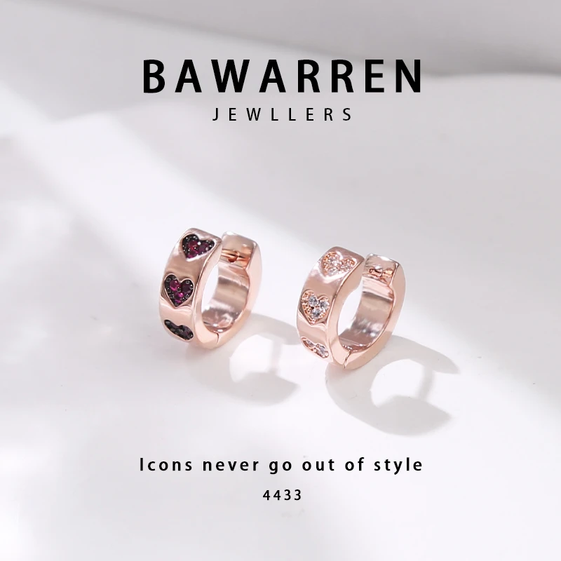 Bawarren 美❤ 4433-爱心耳环时尚简约轻奢
