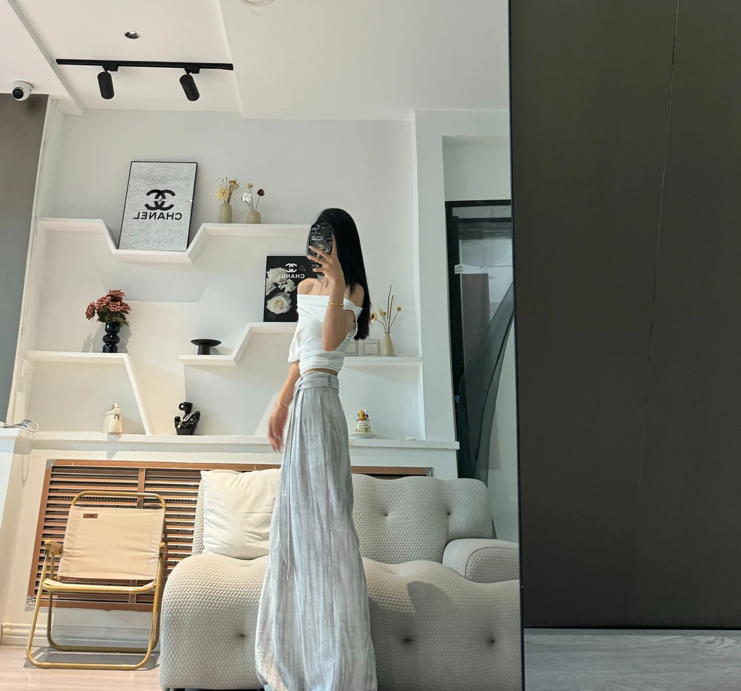 实拍阔腿裤2025新款宽松慵懒垂感扎染休闲裤百搭2867