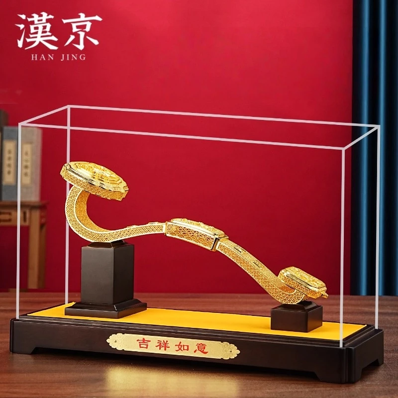 铜鎏金花丝如意摆件客厅玄关办公室酒柜装饰品高端乔迁开业礼物