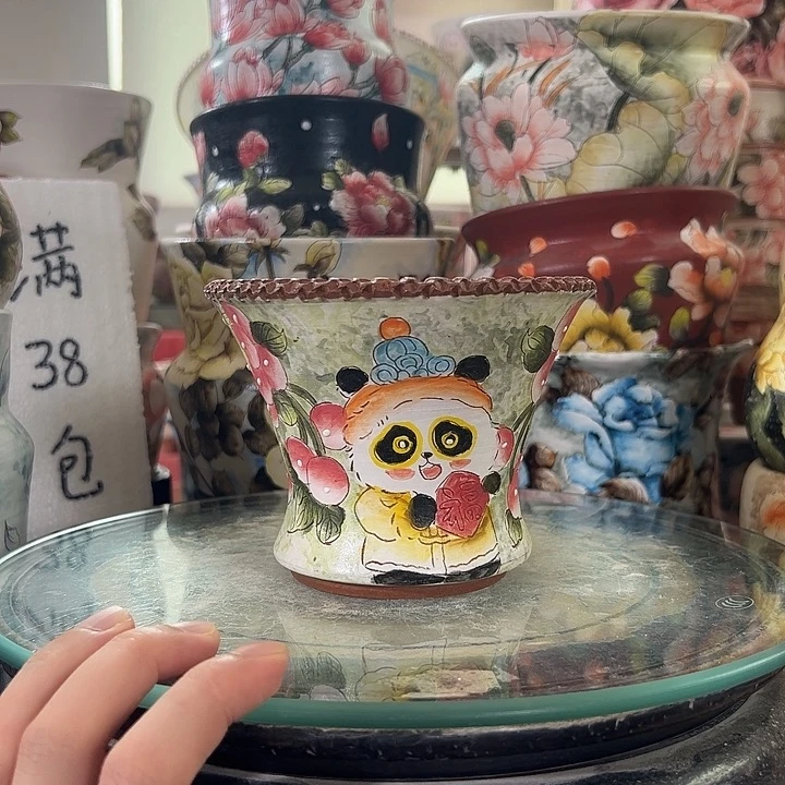 景德镇手绘花盆满38包邮偏远地区除外