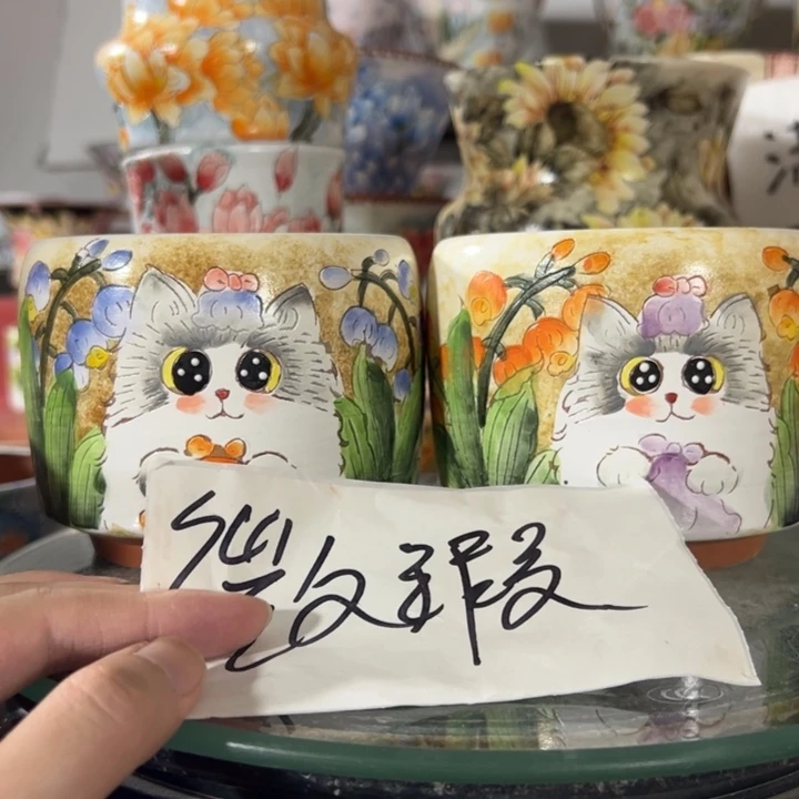 景德镇手绘花盆满38包邮偏远地区除外