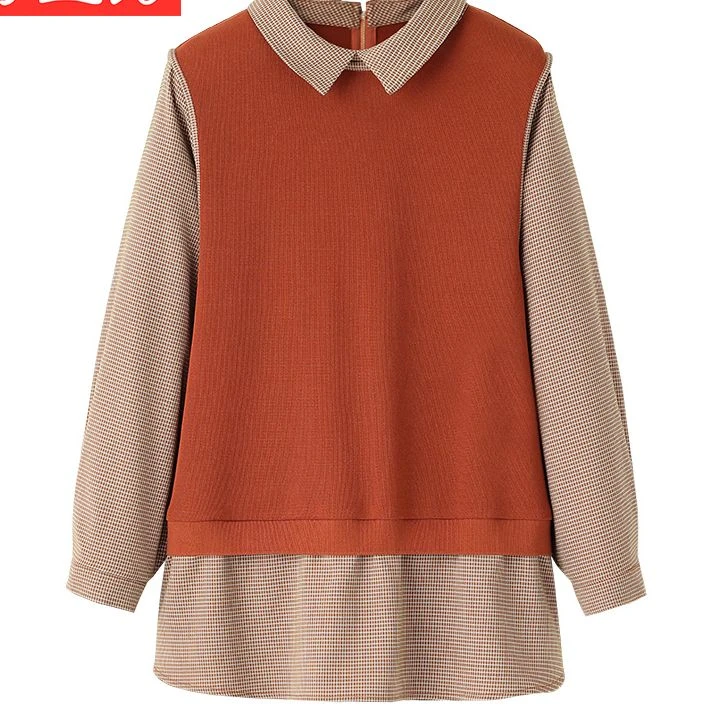 宽松春秋大码女装时尚气质显瘦百搭休闲假两件上衣ZB4621