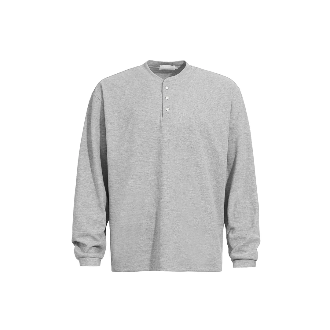 ESAT 25SS 三色华夫格基础廓形亨利领长袖打底T