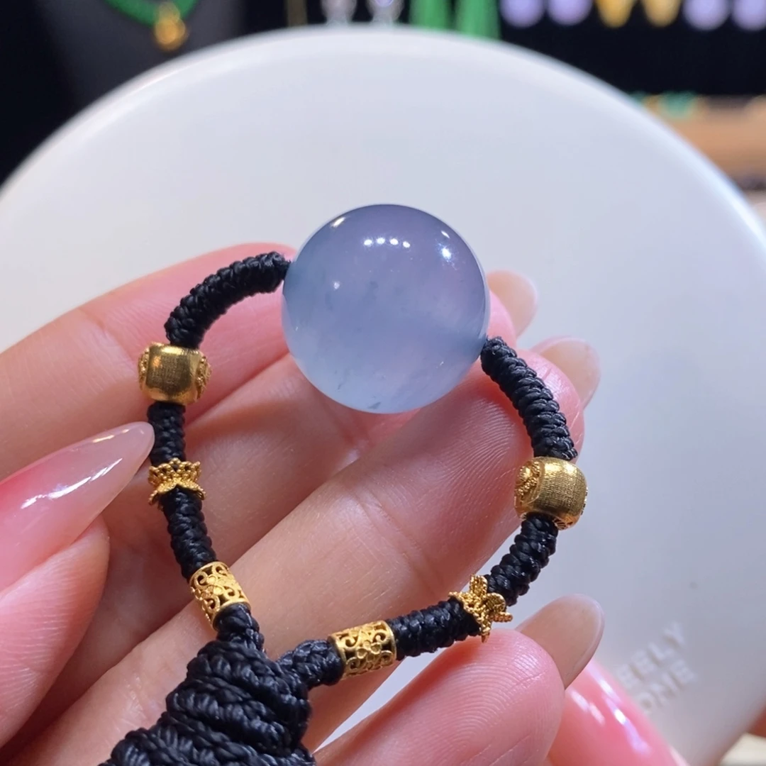 翡翠18K金镶嵌吊坠(不含链)翡翠星空紫色大珠卡18.7m