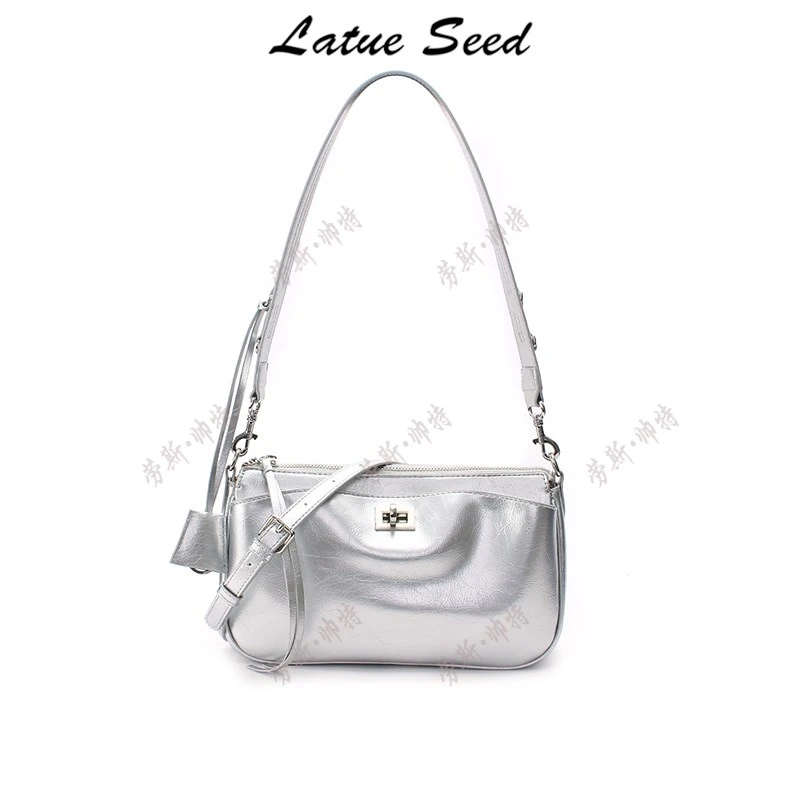 【A834·麻将包】新品百搭简约单肩休闲时尚气质ins女包21916-银色