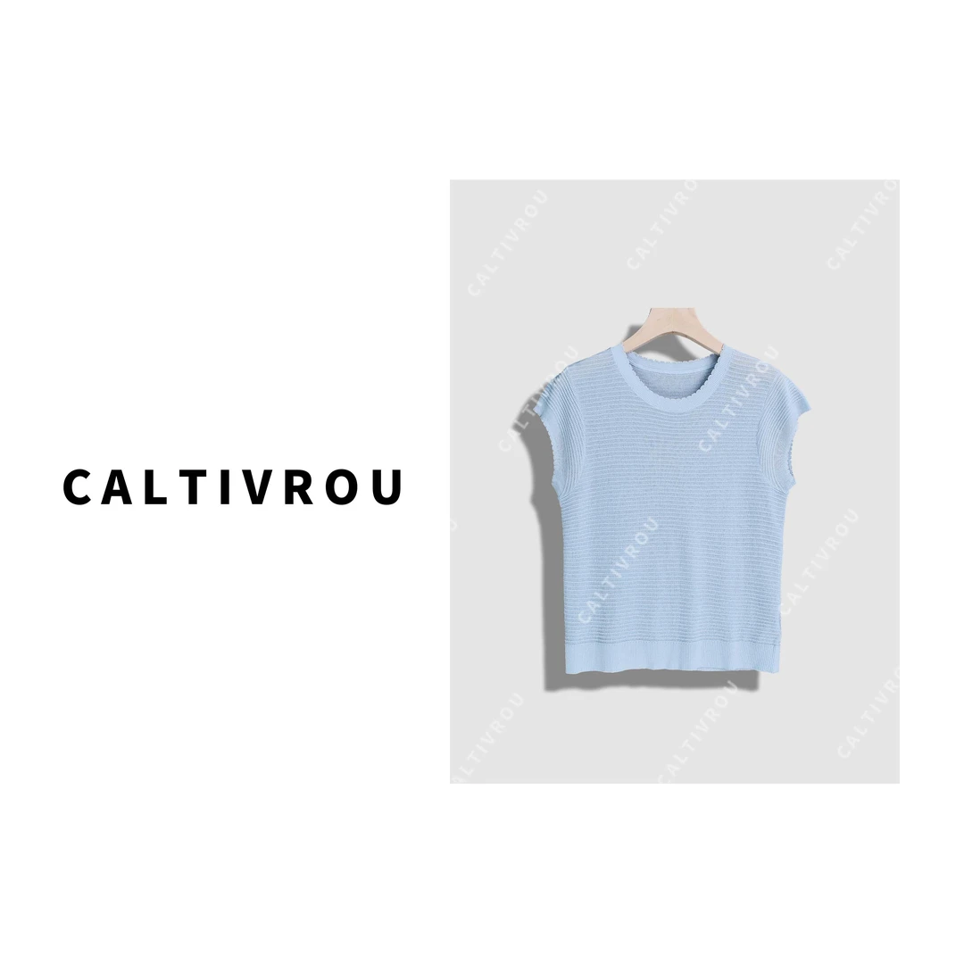 Caltivrou舒适感凉爽针织短袖女夏新款显瘦弹力修身t恤上衣Y17000