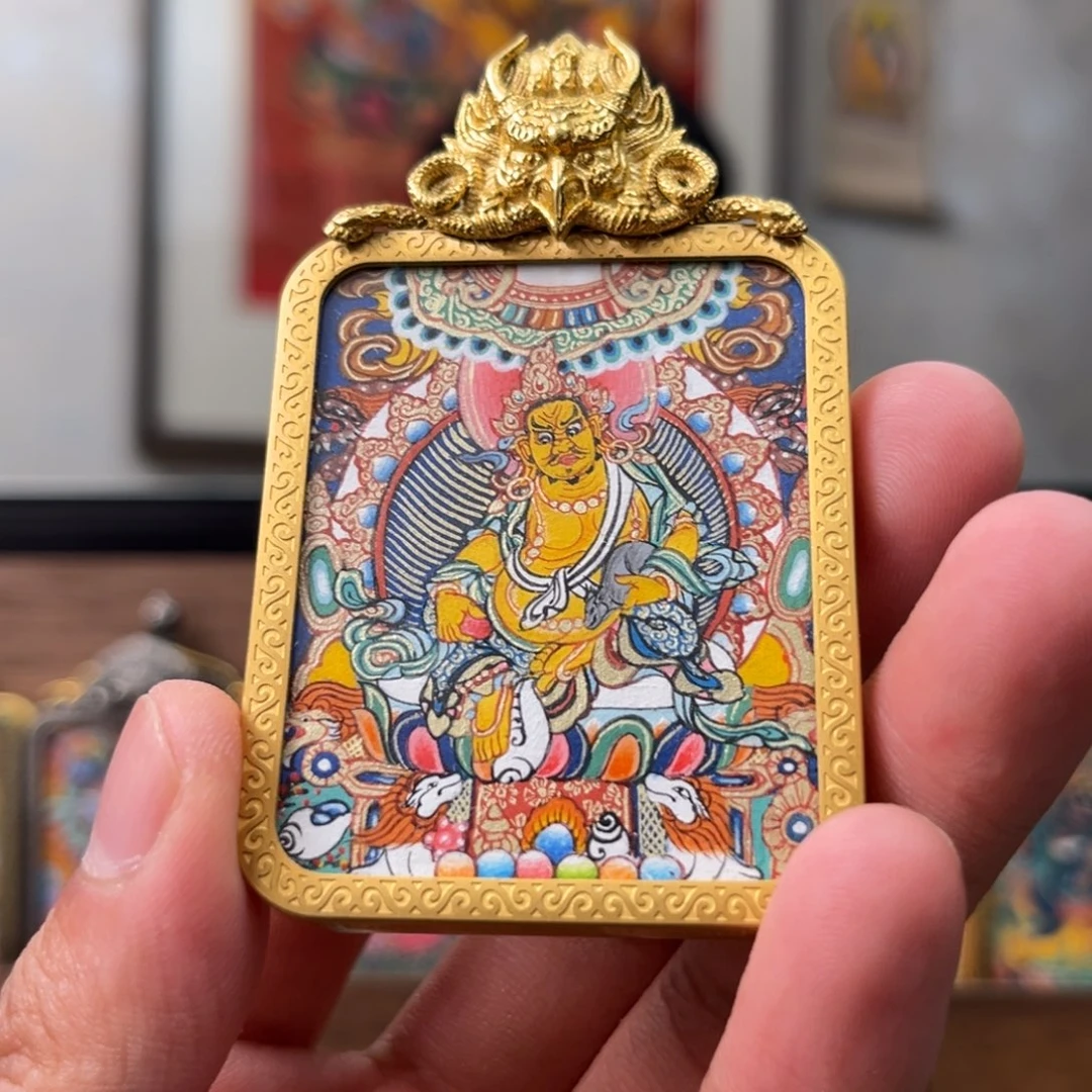 H***u吊坠纯手绘真金矿料黄财神