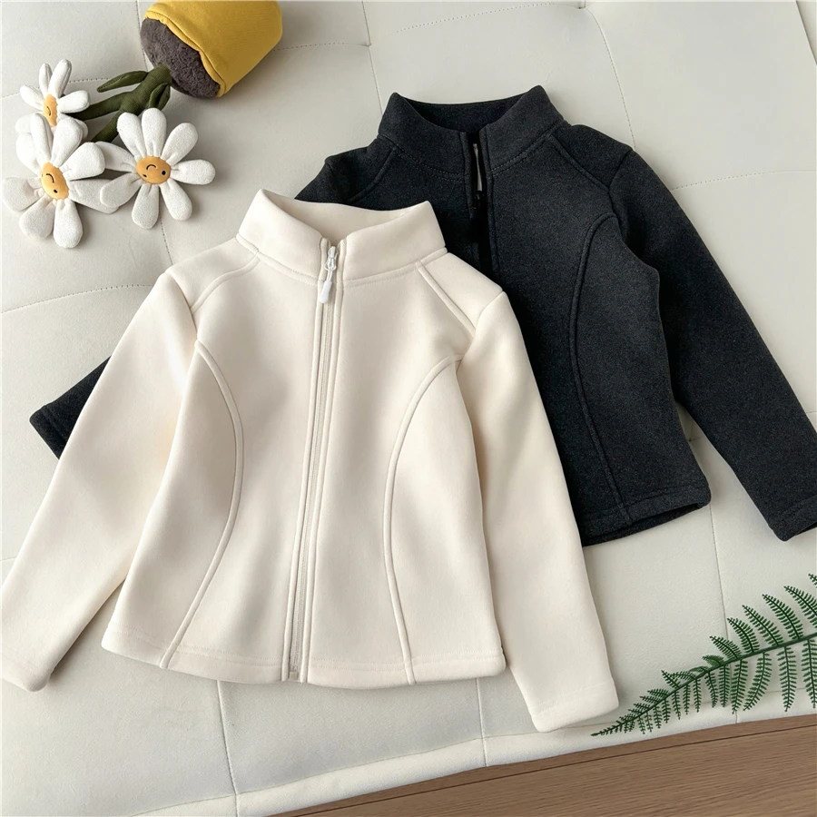 【思晨家】女童加绒卫衣时尚加厚保暖内搭拉链衫中大童长袖上衣修身