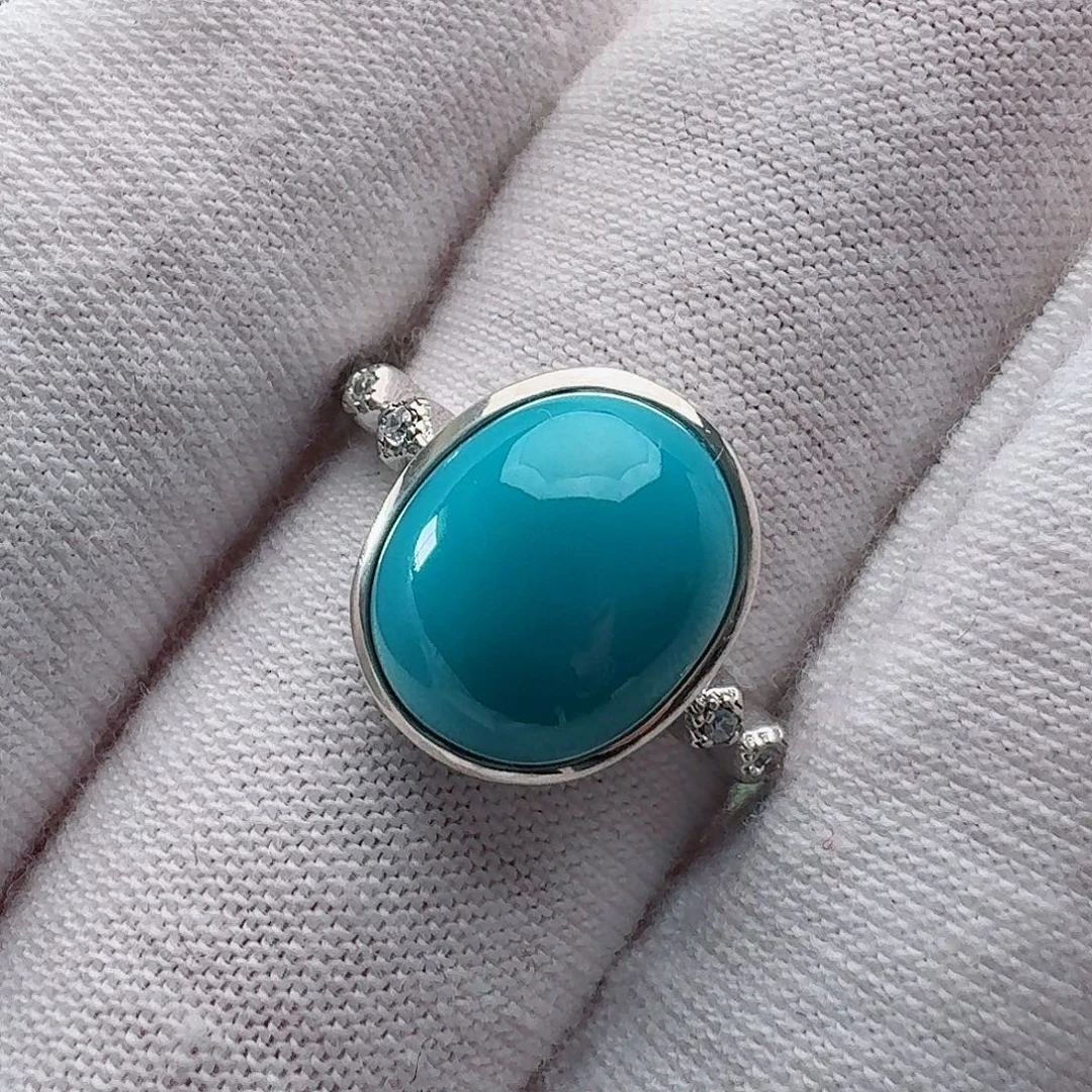 绿松石银S925镶嵌戒指