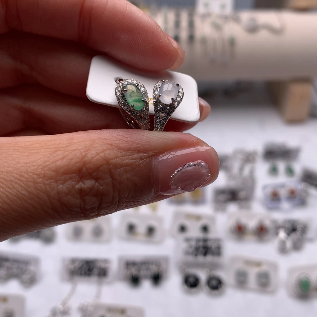 翡翠耳饰银S925镶嵌无****儿111111111