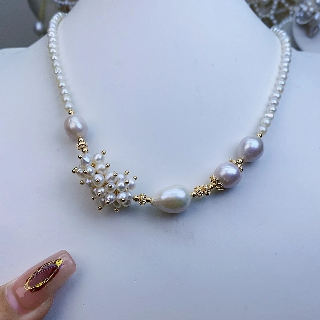 淡水珍珠颈饰银S925镶嵌