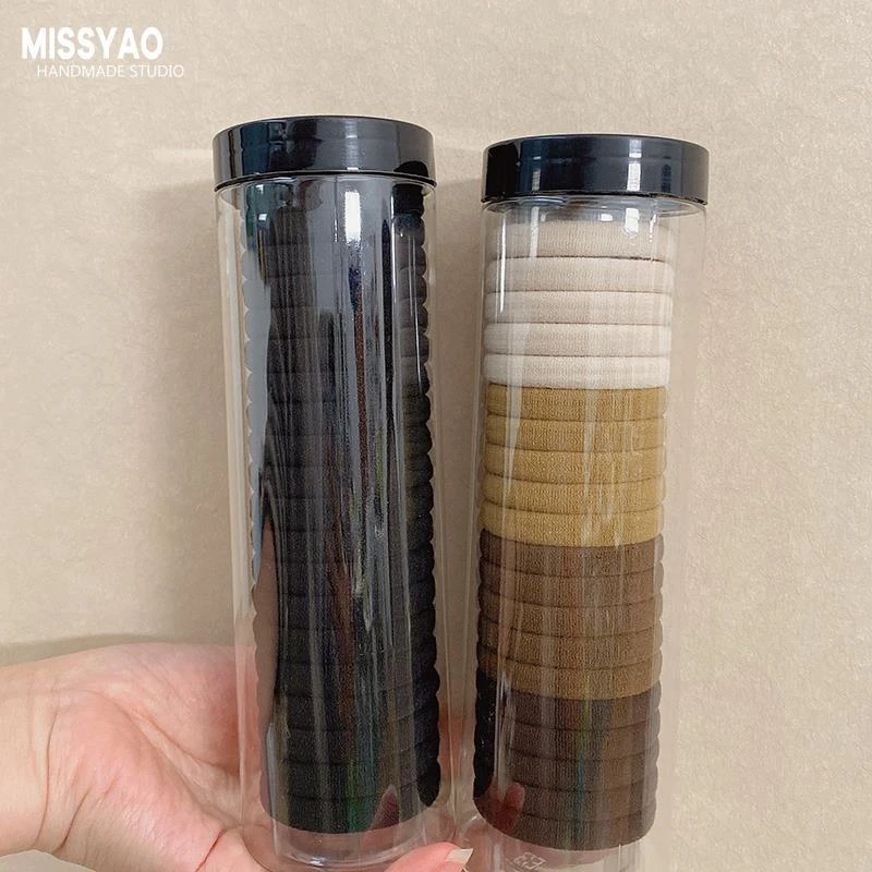 发圈20根1罐高弹力无缝橡女扎头发黑色头绳发饰发绳马尾通用加粗