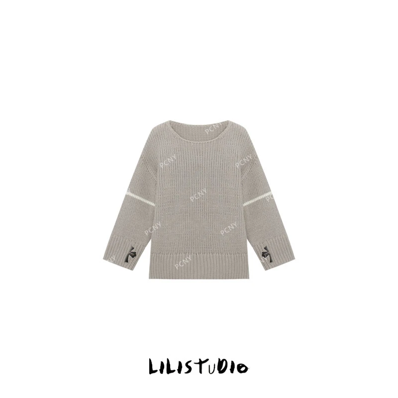 PCNY「十字架标」不理理冬季新款小众女装百搭洋气宽松百搭针织毛衣