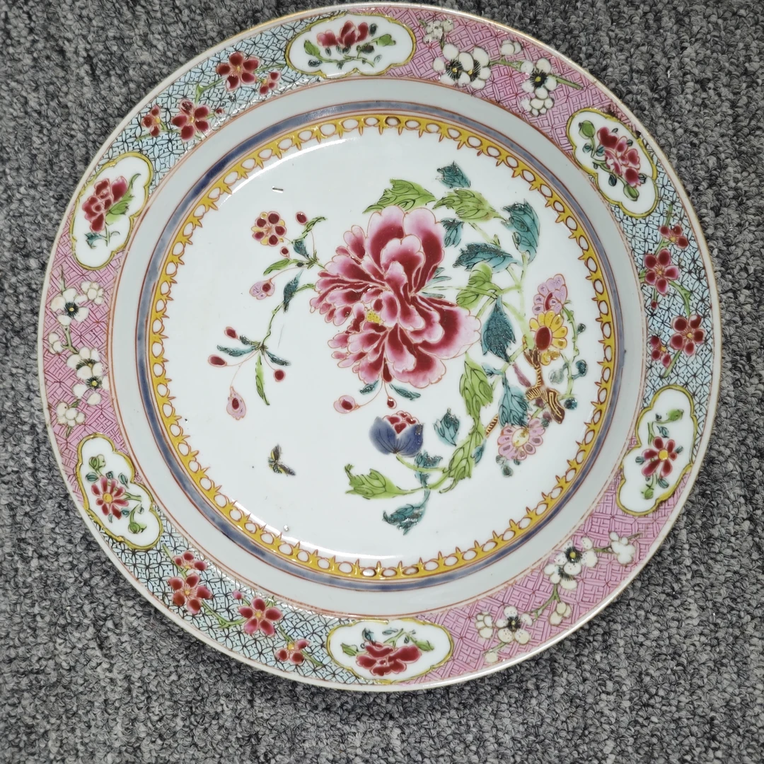 清 雍正 粉彩花卉赏盘古陶瓷w-1243