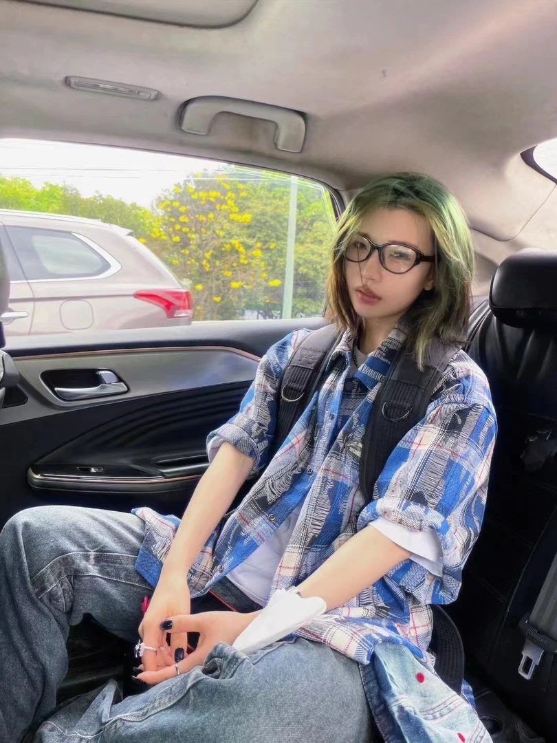 {磨破蓝色}原创复古潮流扎染花纹短袖衬衫男女个性潮牌衬衣短袖