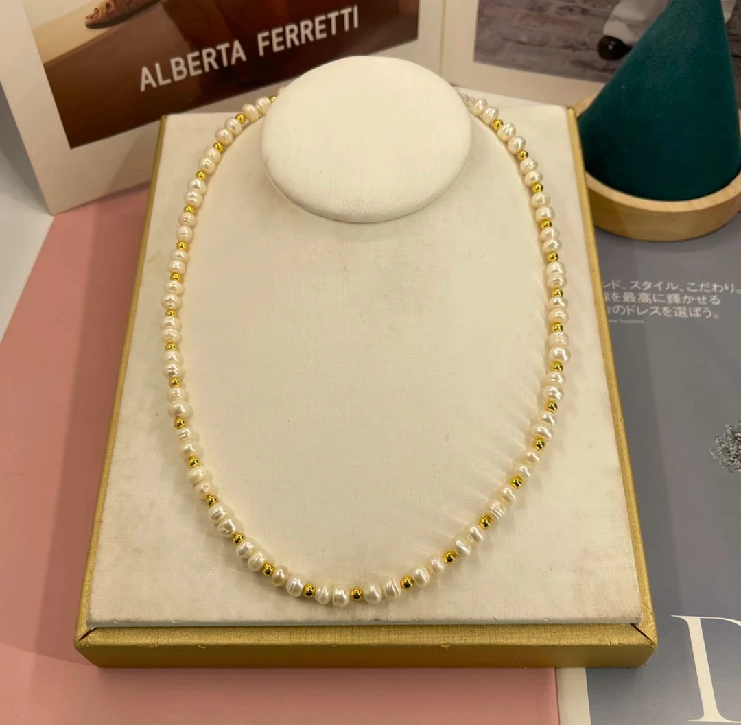 钛钢项链 铜合金仿珍珠 真marwayit一件套精美时尚简约气质饰品