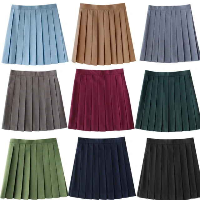 色裙短裙高腰裙百折裙百褶裙JK制服裙 学生裙英伦学院风半身裙