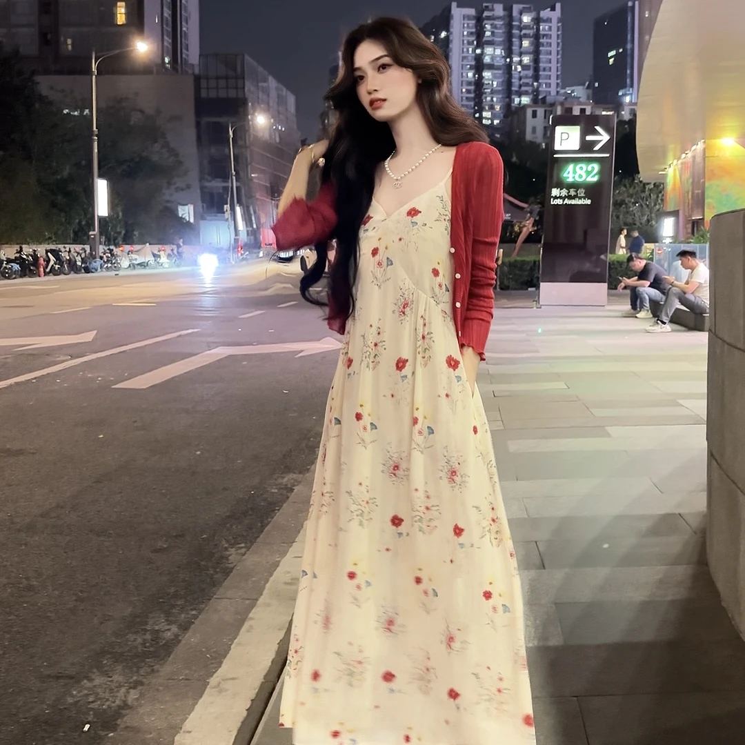 盛夏繁花连衣裙女显瘦法式慵懒温柔浪漫氛围感满满吊带裙裙子1381