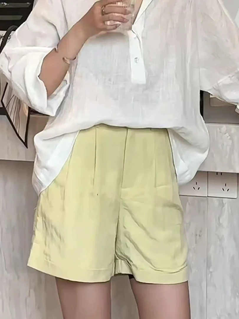 新款简约洋气棉麻短裤13037