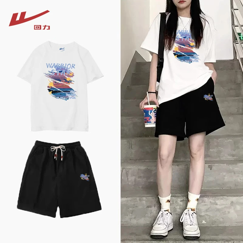 Warrior/回力运动套装女装2025新款爆款宽松短袖短裤运动休闲套装