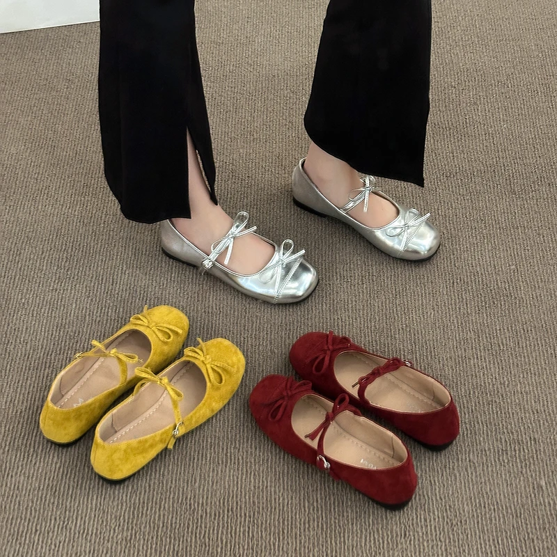 舒适款双蝴蝶结玛丽珍鞋女2025春夏新款潮气质内增高百搭豆豆单鞋